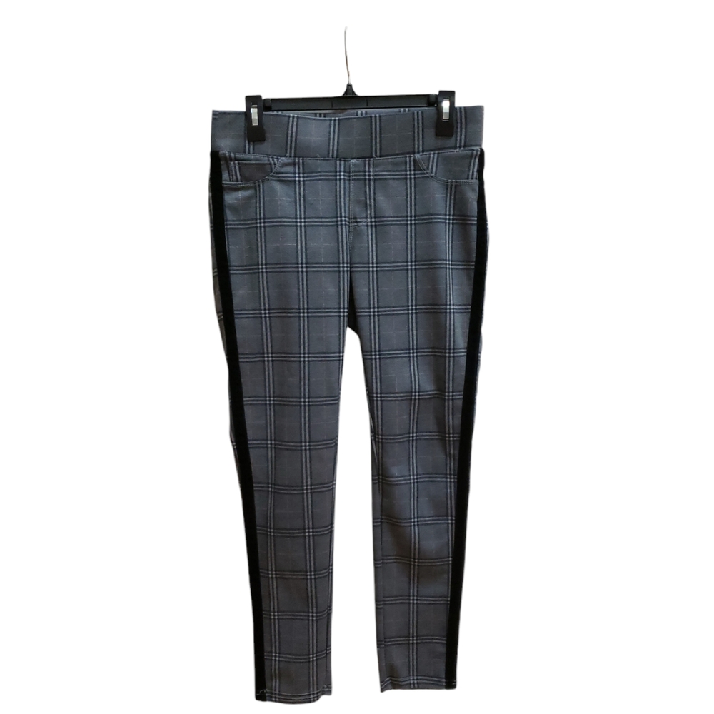 Lola Jeans Janice JBO Mid Rise Womens Size M Tartan Plaid Pull On Gray